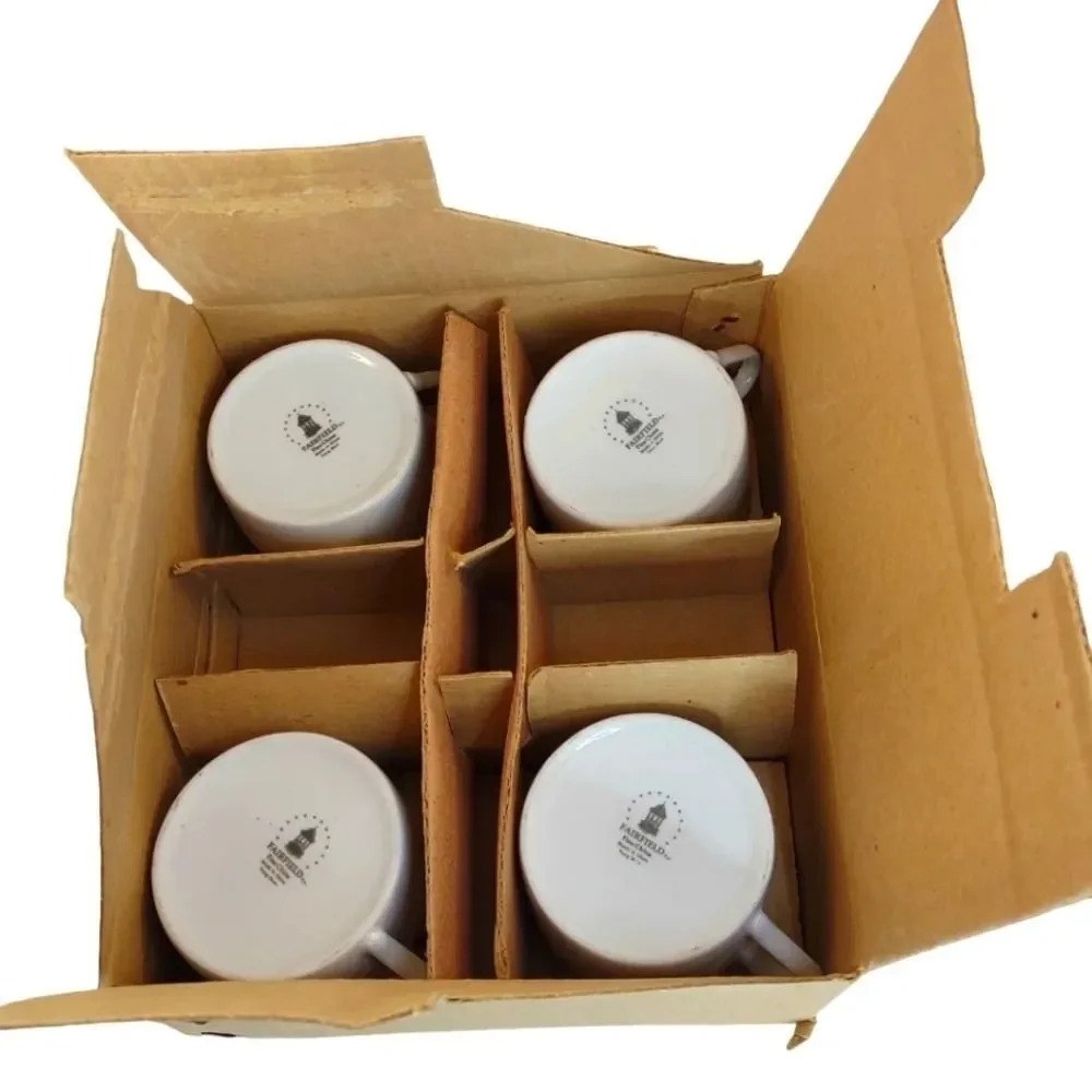 Fine China Porcelain Vanessa by Fairfield 8 Pieces 4 Flat Cups 4 Saucers NIB